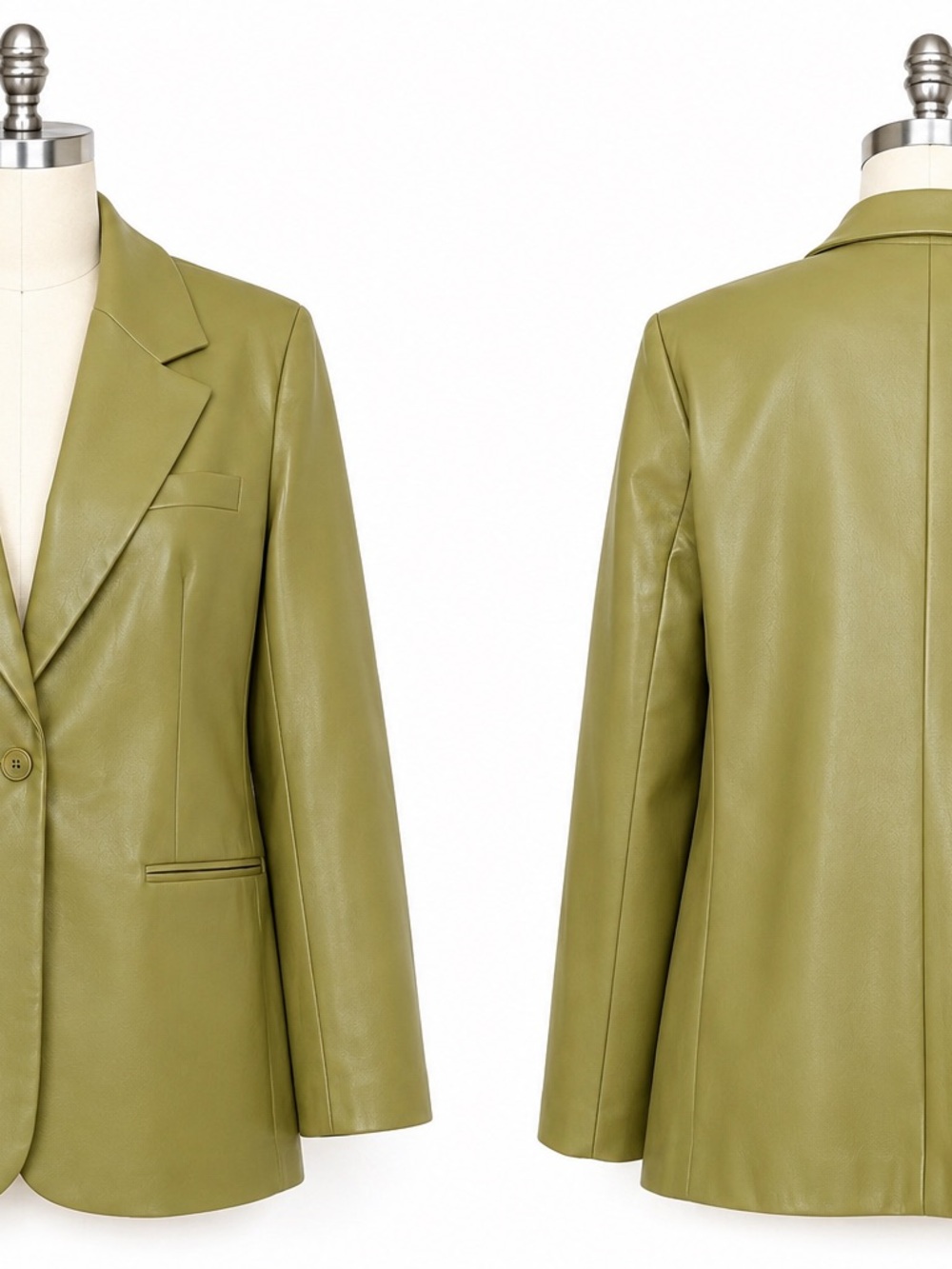 PrettyLittleThing Olive Faux Leather Blazer Jacket